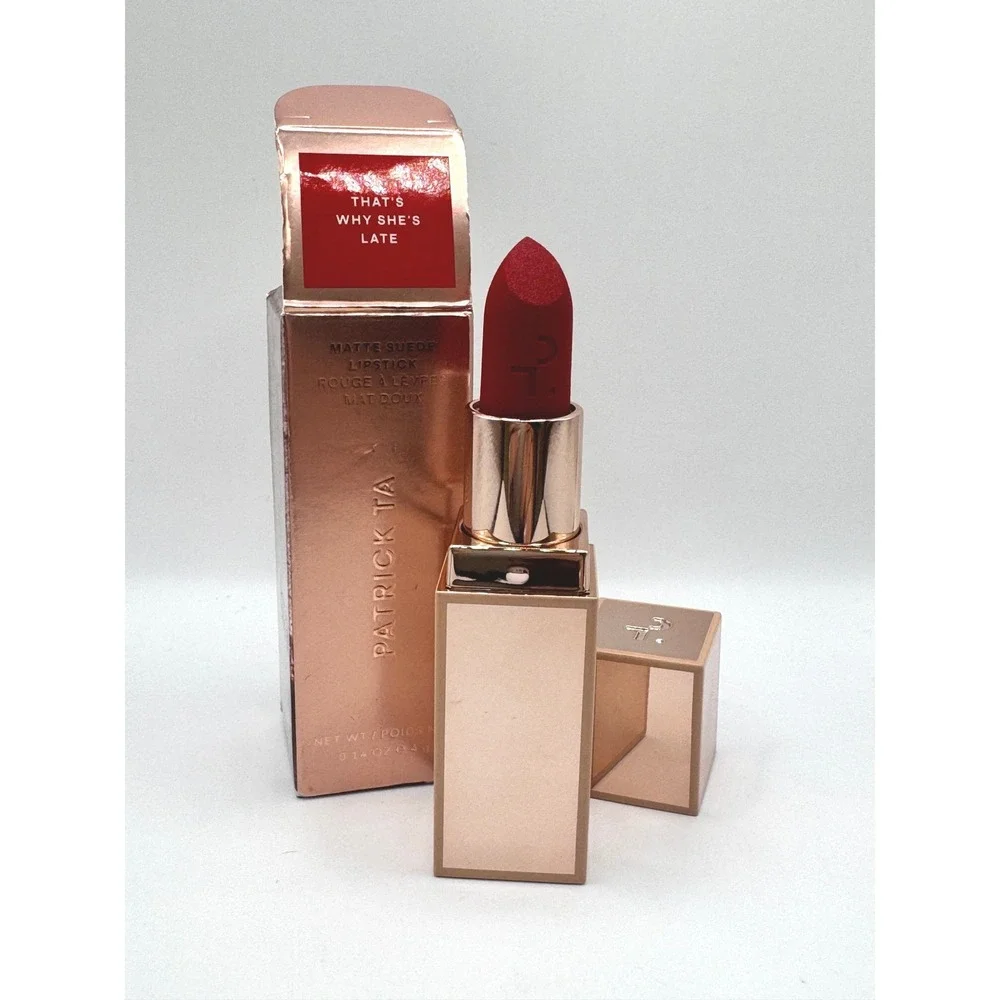 Patrick Ta Matte Suede Lipstick Thats Why Shes Late NEW